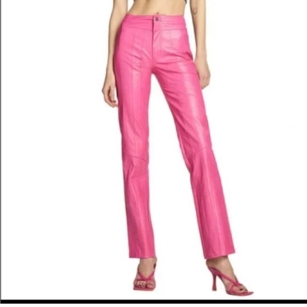 I.AM.GIA Pink Faux Leather Straight Leg Pants XS
